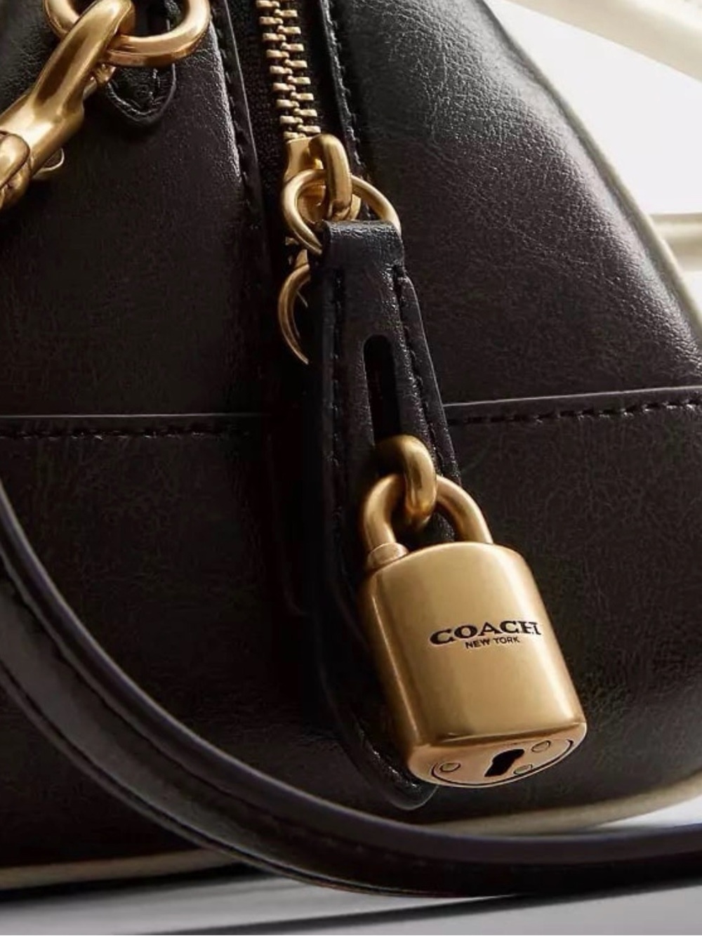Coach Coachtopia Bowling Top Handle Bag in Black & White Upcrafted Leather NWT - Picture 6 of 11